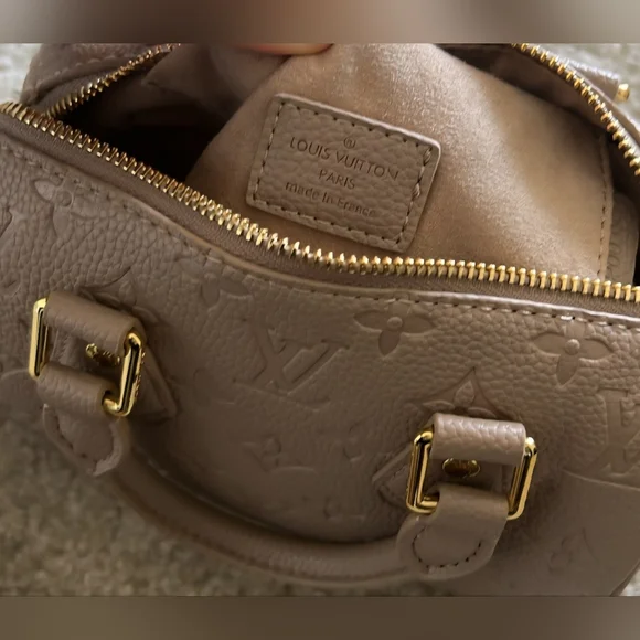 Cross-Body Taupe Satchel with Gold Accents - Picture 11 of 13